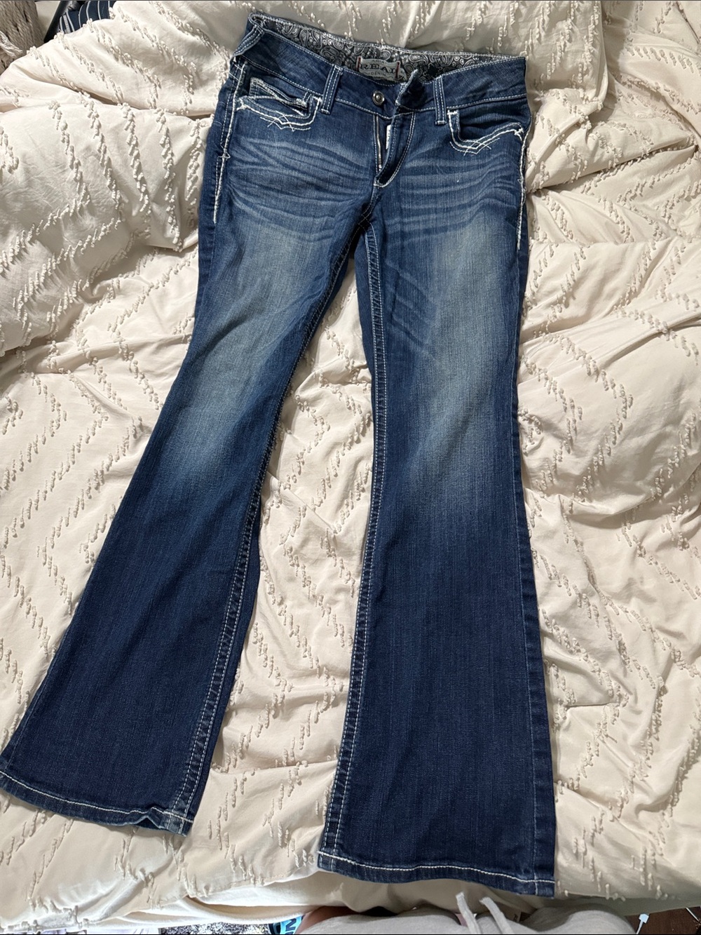 Ariat Blue Flared Jeans with Contrast Stitching